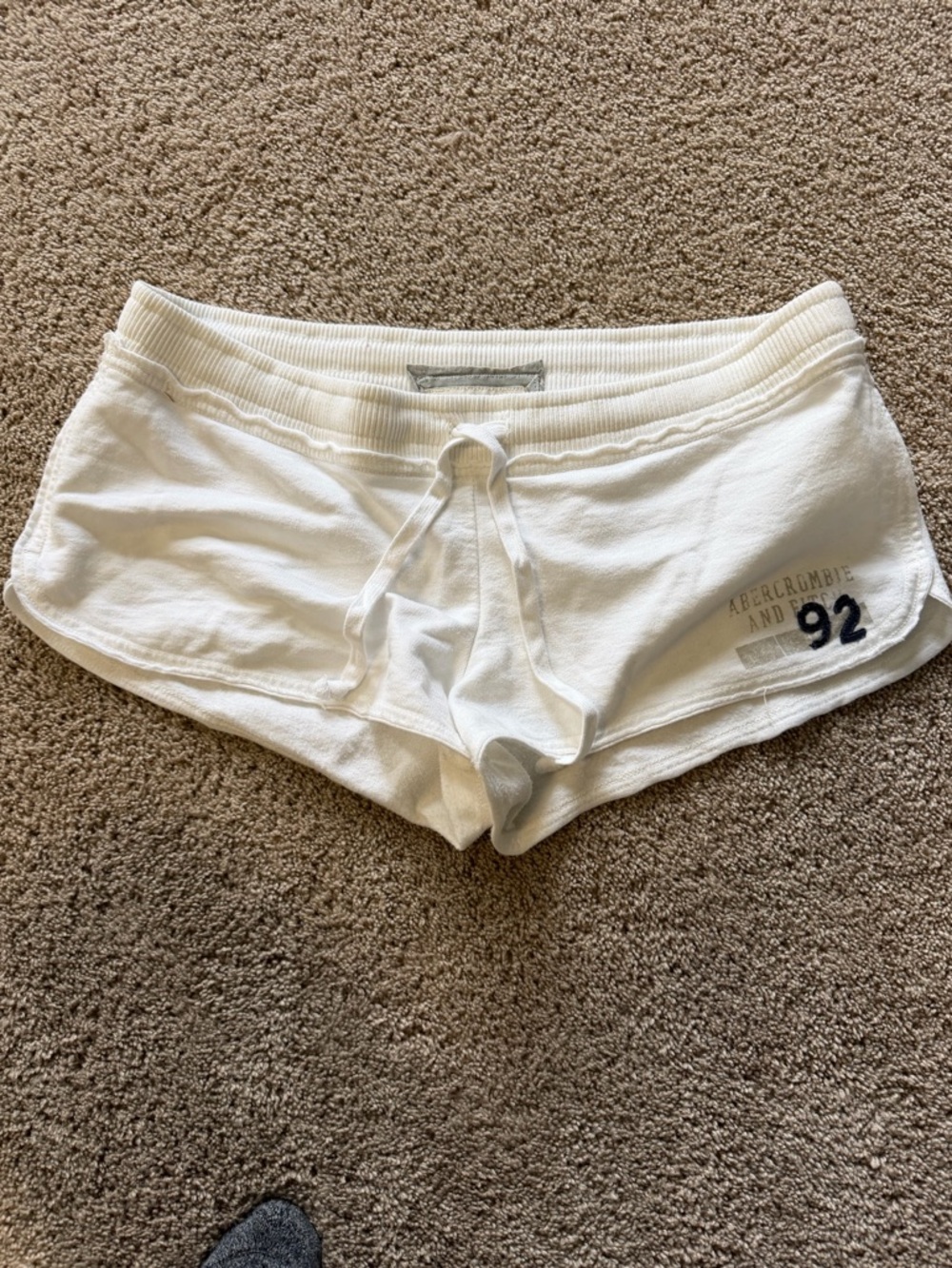 Abercrombie & Fitch White Cotton Lounge Shorts with Grey Trim